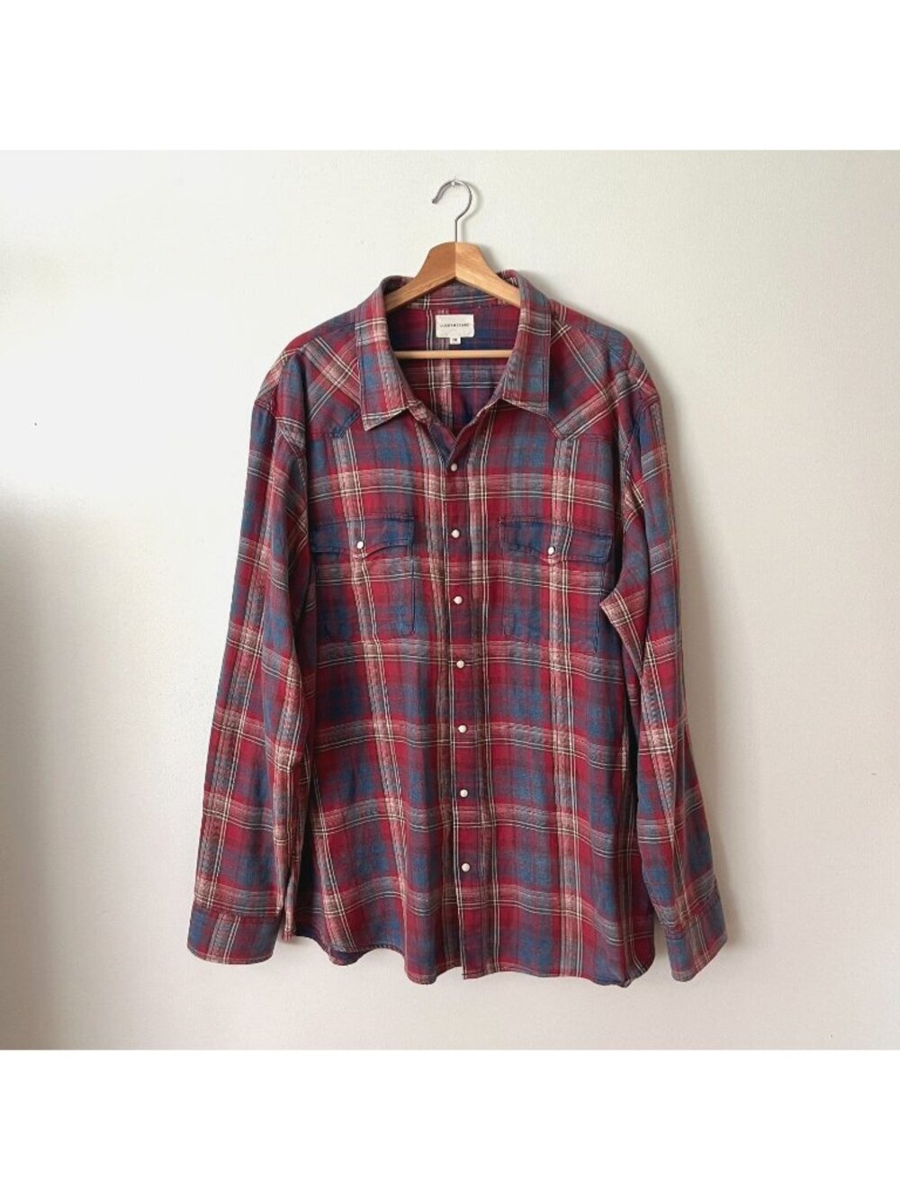 Lucky Brand Cotton Plaid Pearl Snap Western Shirt Men's Size XXL